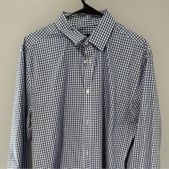 H&M | Mens Size Large Slim Fit Button Down Long sleeve Shirt | Blue & White - Picture 3 of 12